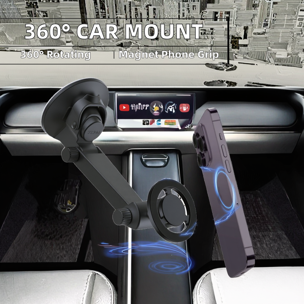 Universal Magnetic Car Phone Holder Mount - 360 Degree Rotation, Windshield/Dashboard Mount - Guangz